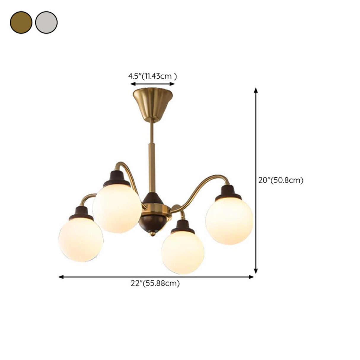 Retro Brass 6-Light Opal Glass Globe Chandelier