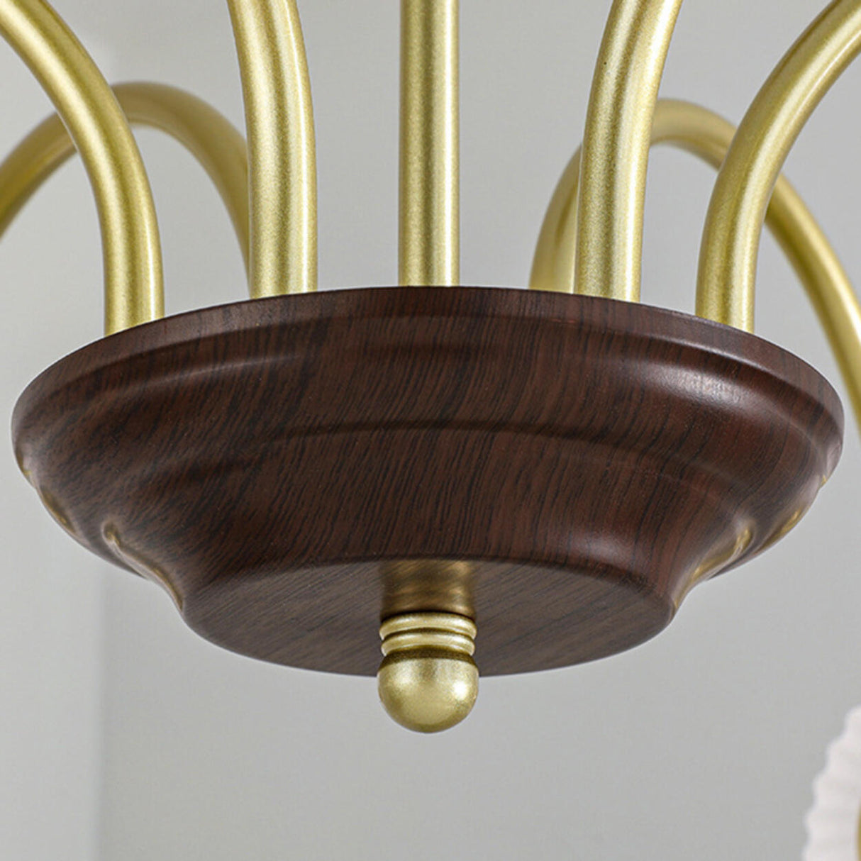 Retro Gold Fluted White Glass 5 Globes Chandelier Image - 15