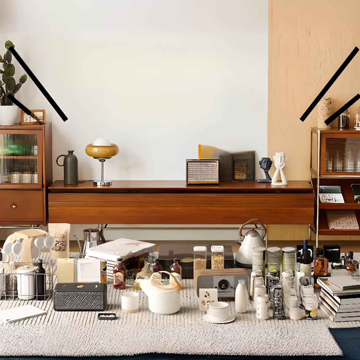 Retro Rectangular Cherry Wood Living Room TV Stand Brown