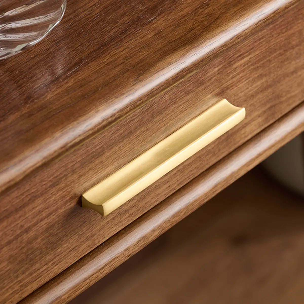 Retro Sliding Wood Brown Sliding Storage Makeup Vanity Image - 7