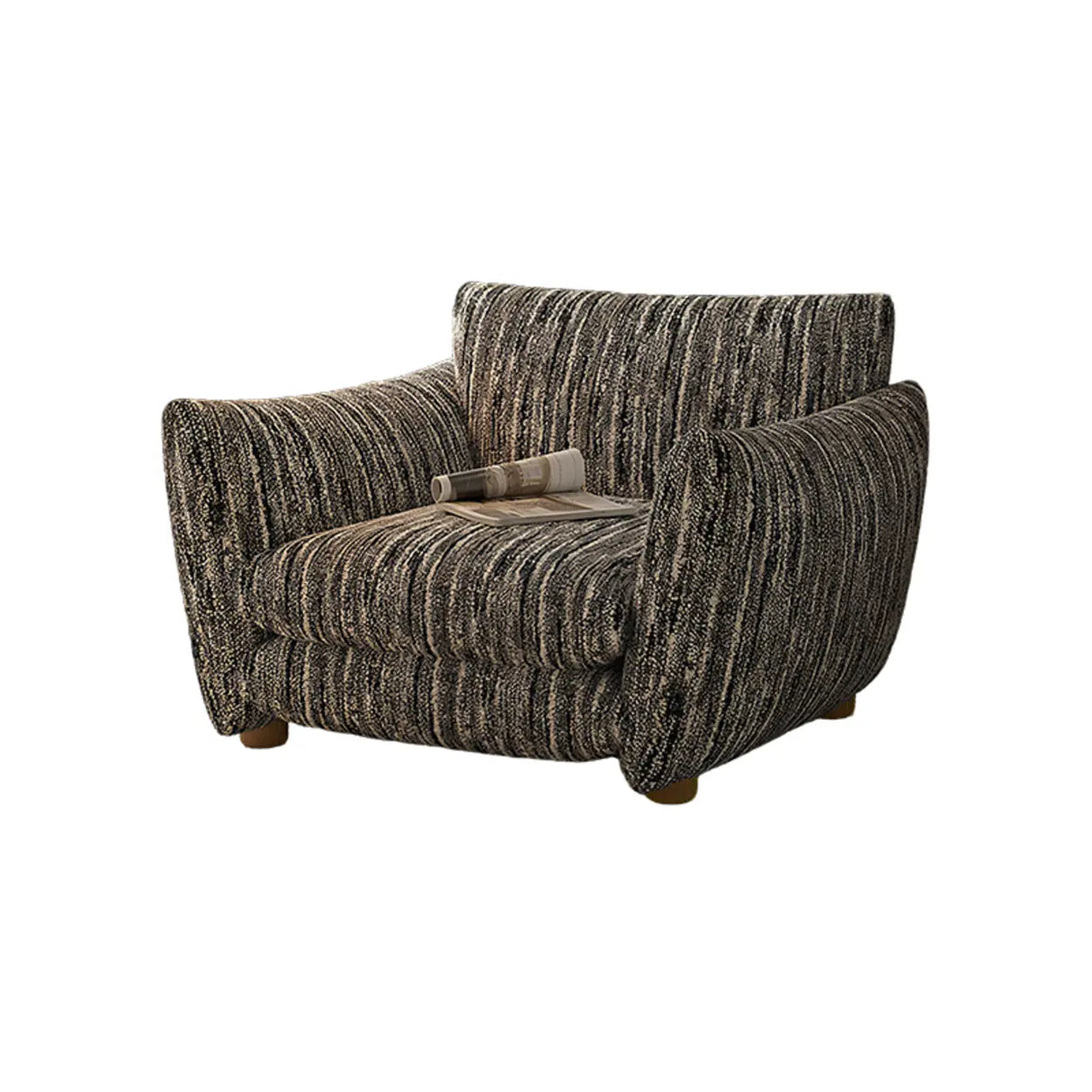 Retro Sponge Living Room Striped Barrel Accent Chair Image - 11