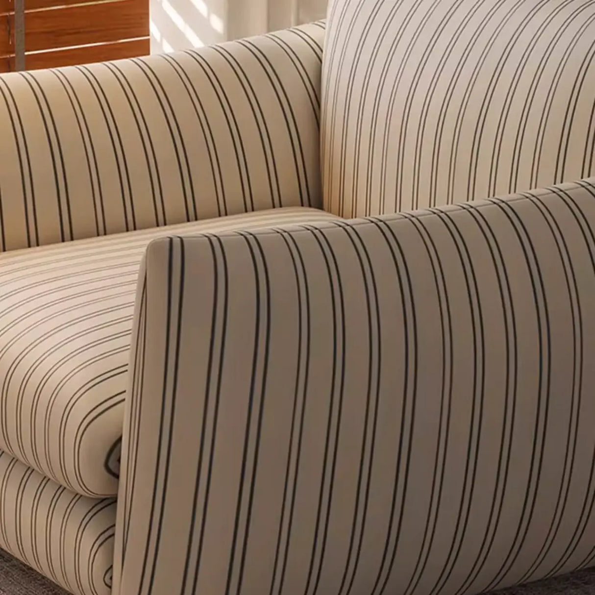 Retro Sponge Living Room Striped Barrel Accent Chair Image - 5