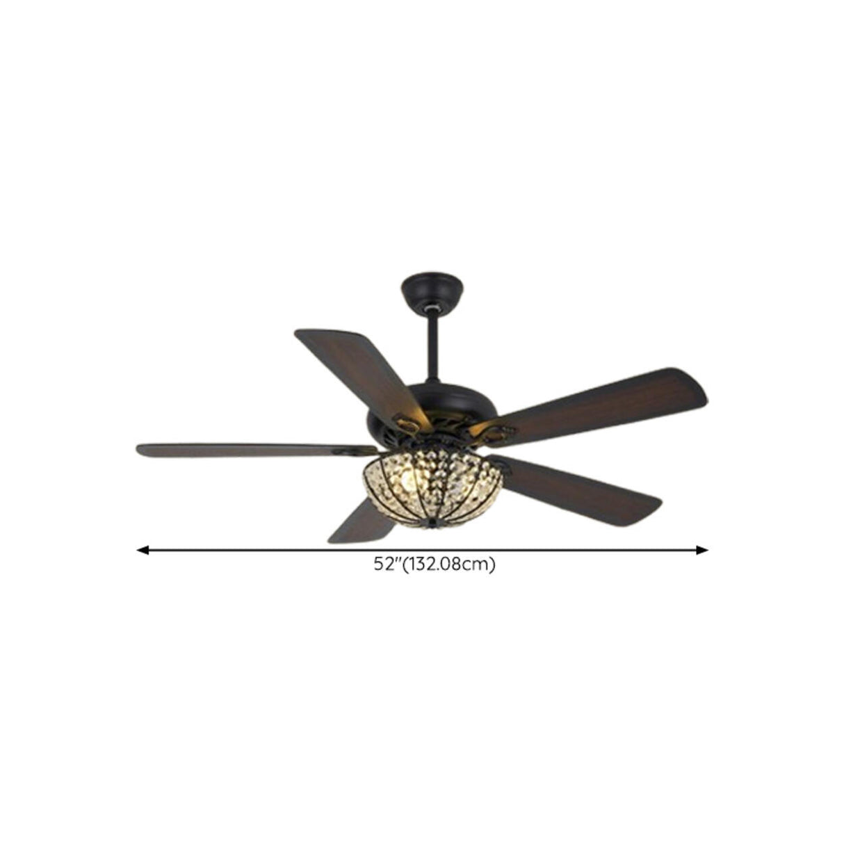 Retro Windmill Clear Crystal Decor Ceiling Fan Light