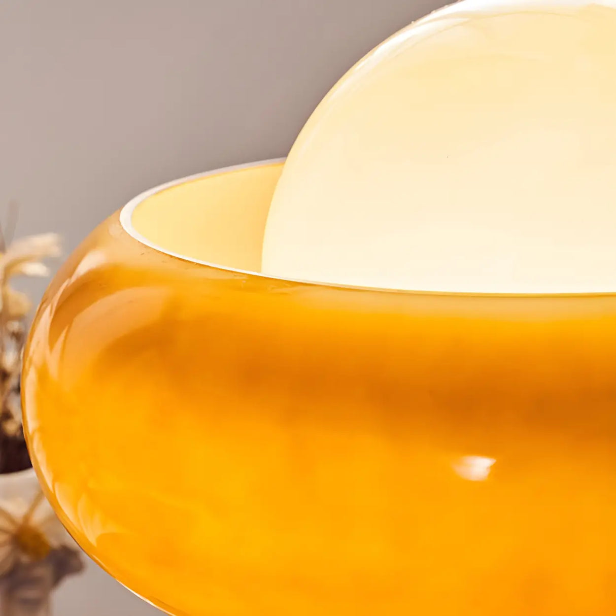 Retro Yellow Egg Tart Glass and Metal LED Floor Lamp Image - 5