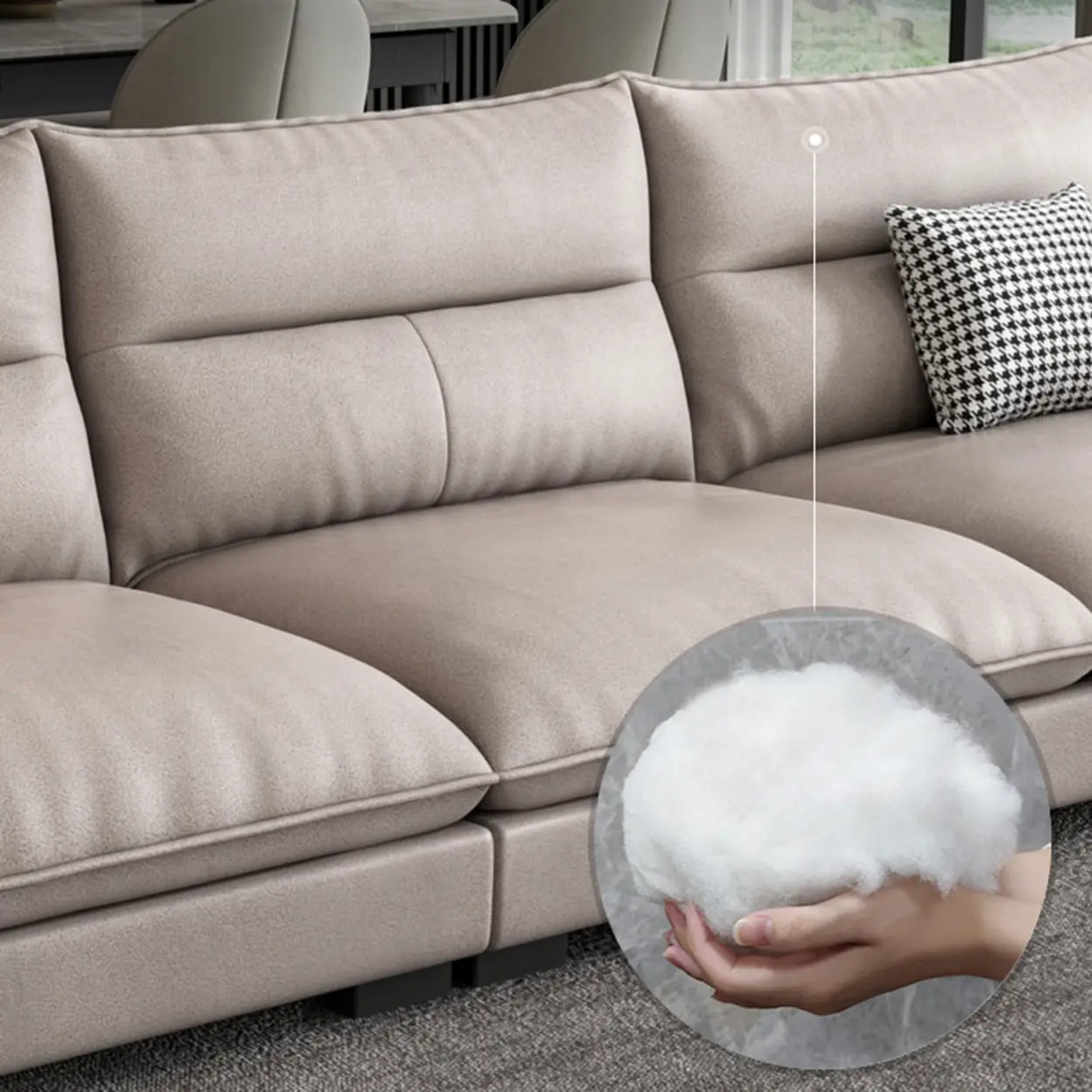 Reversible Beige Scratch Resistant Tech Cloth Sectional Image - 7