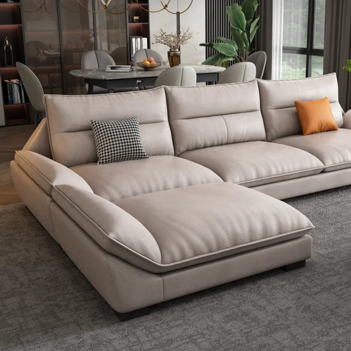 Reversible Beige Scratch Resistant Tech Cloth Sectional Image - 8