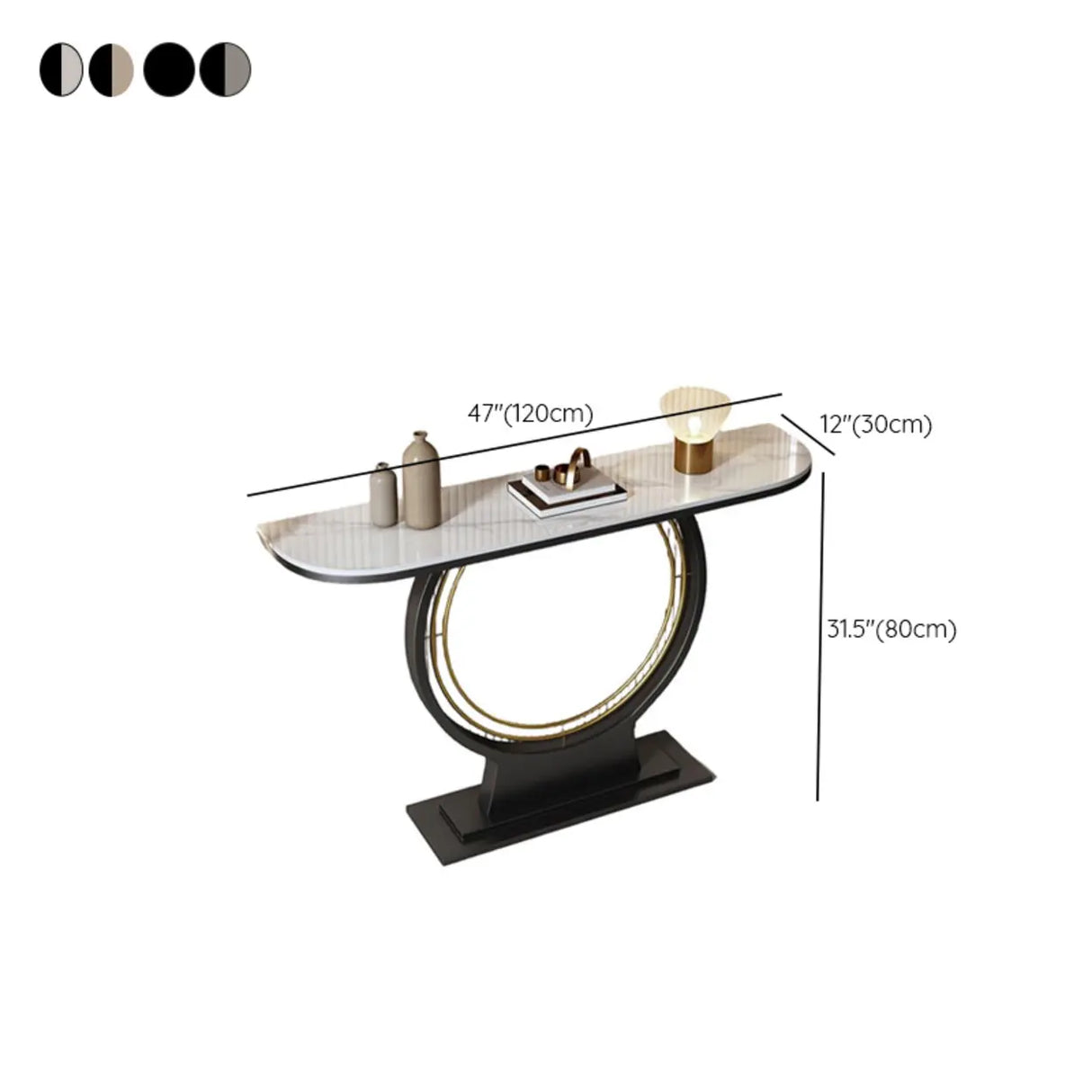 Ring Base Half Moon Sintered Stone Top Console Table Image - 10