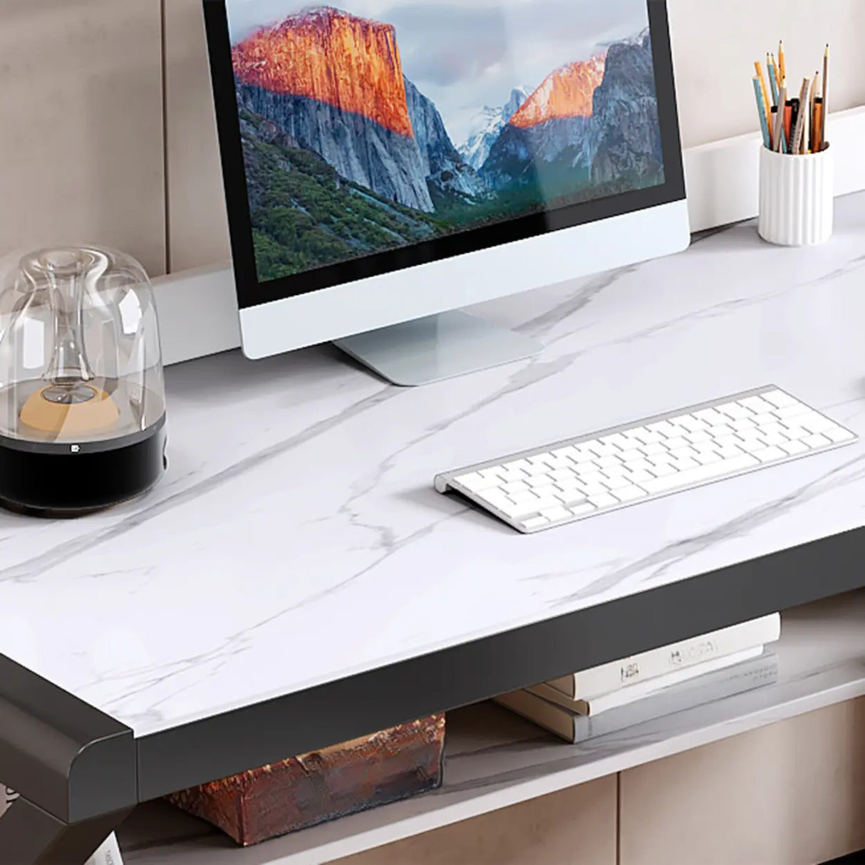 Rock Beam Kids Computer Desk with Hutch and Shelves Image - 10