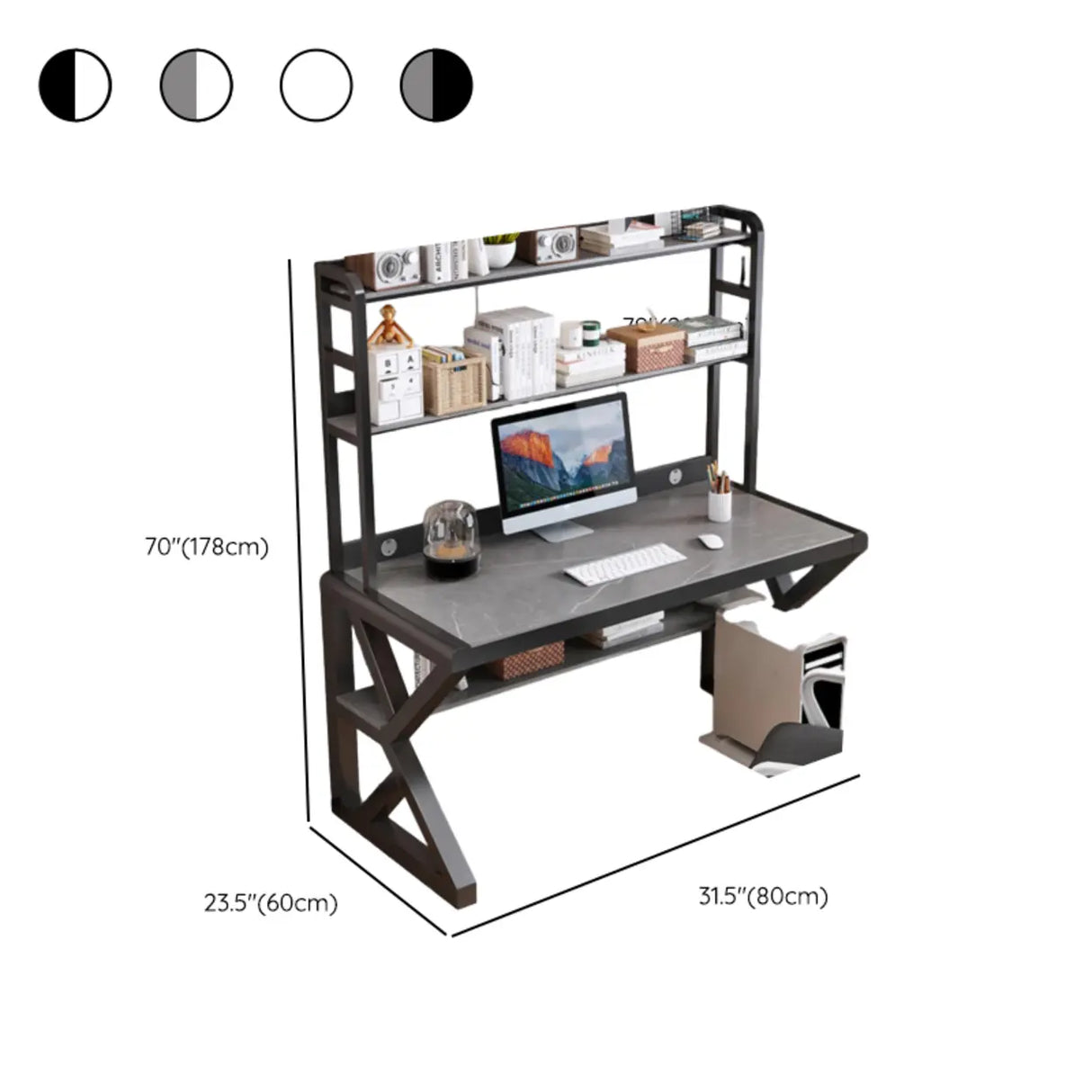 Rock Beam Kids Computer Desk with Hutch and Shelves