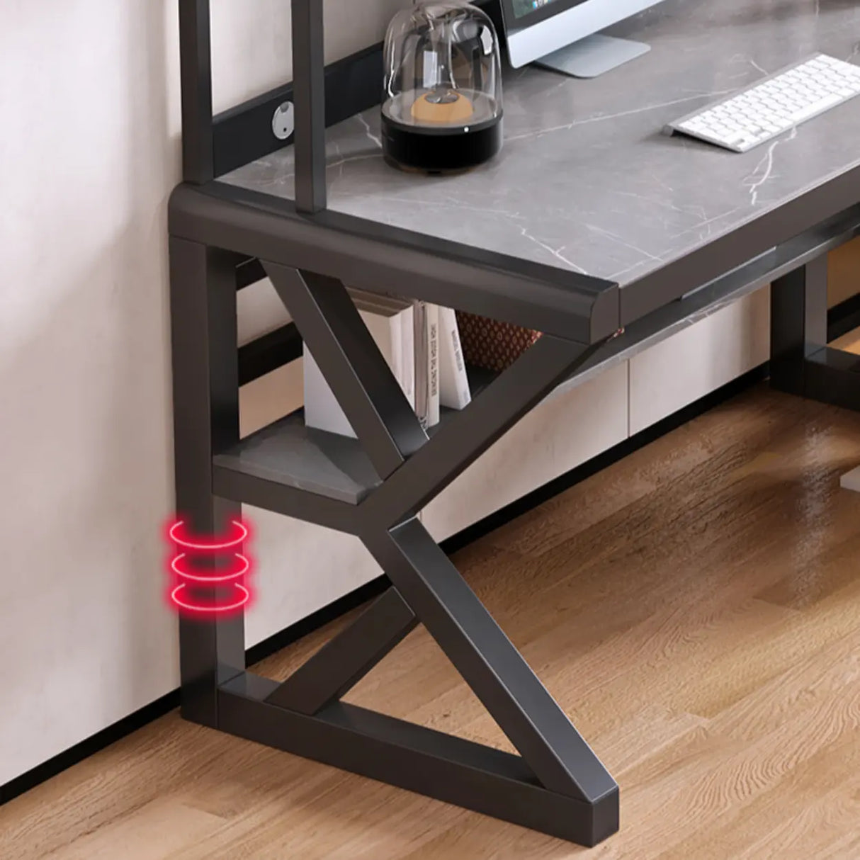 Rock Beam Kids Computer Desk with Hutch and Shelves Image - 7