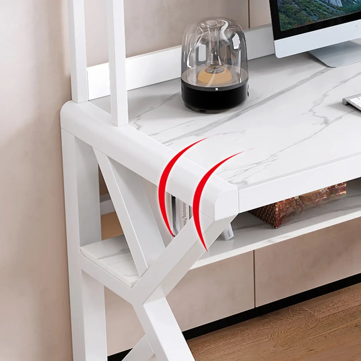 Rock Beam Kids Computer Desk with Hutch and Shelves Image - 9