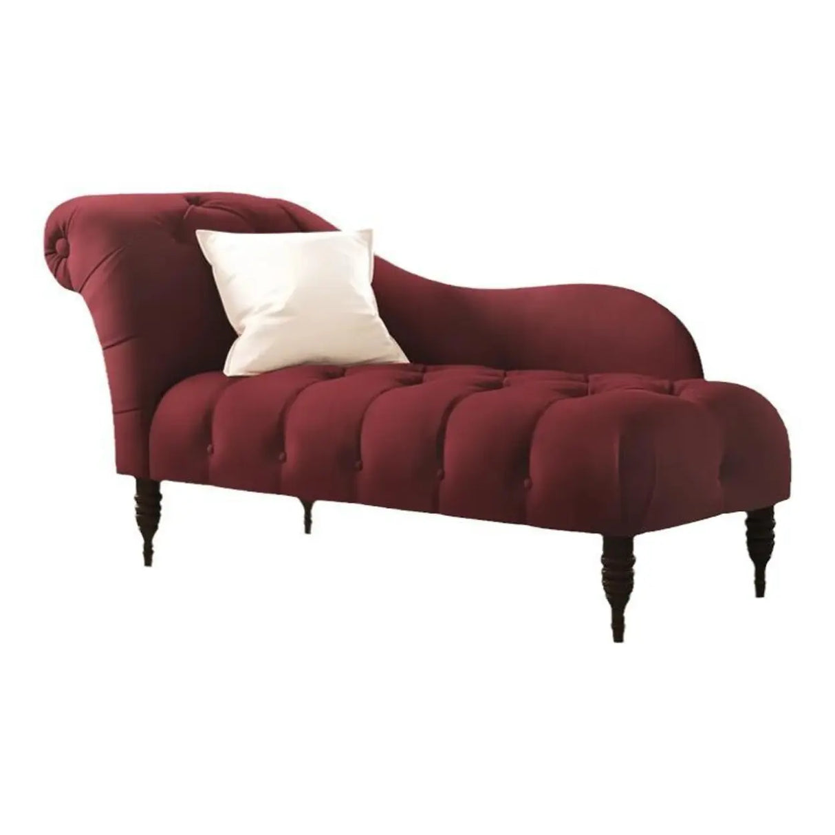 Rolled-Arm Velvet Solid Color Tufted Chaise Lounge Sofa Image - 4