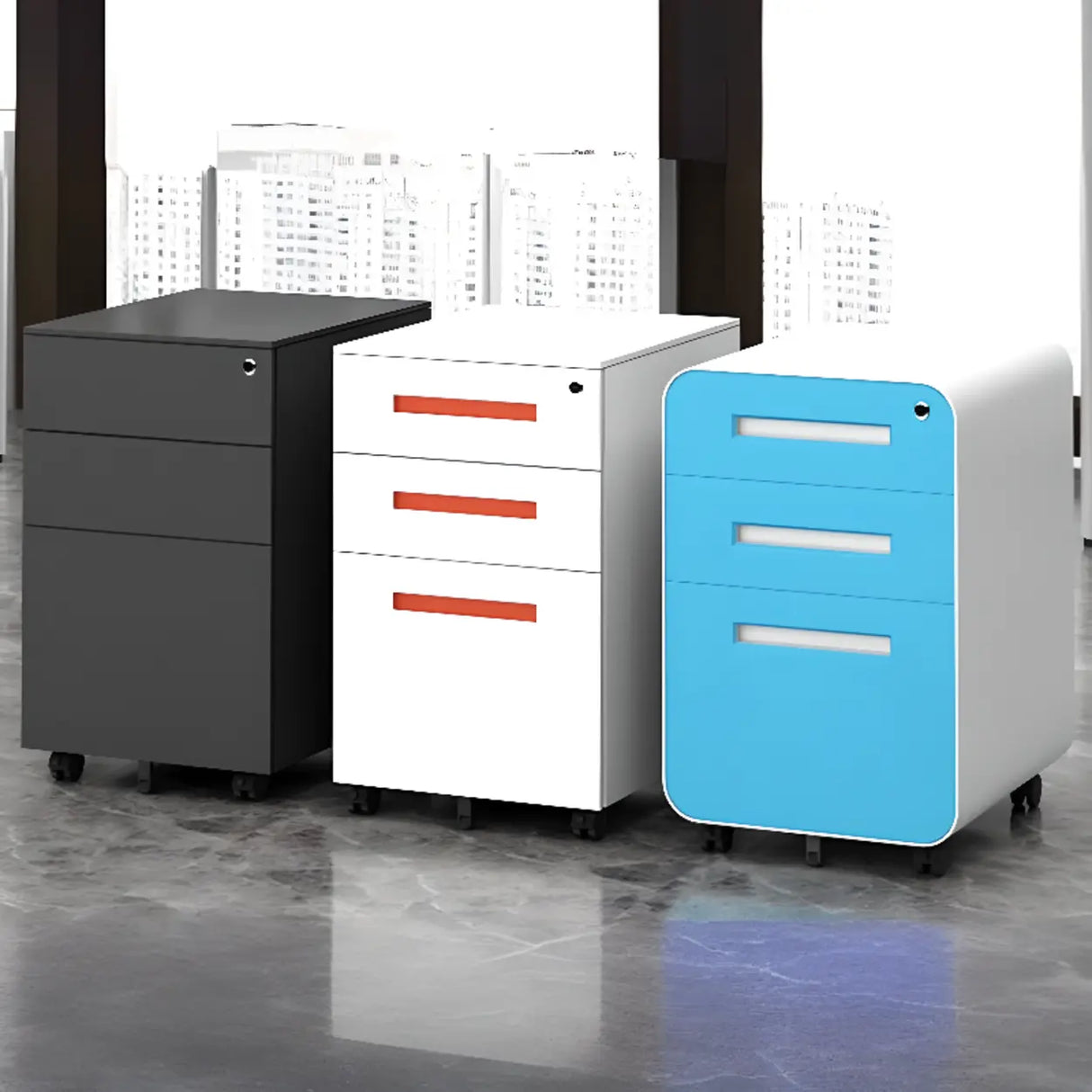 Rolling Lockable Storage Metal Vertical Filing Cabinet Image - 1