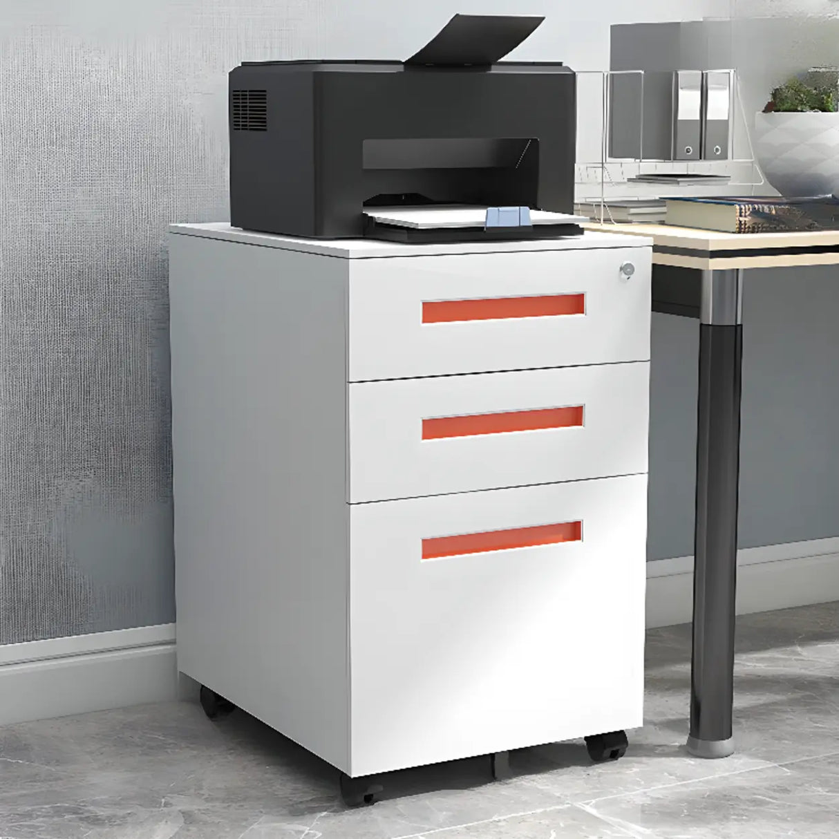 Rolling Lockable Storage Metal Vertical Filing Cabinet Image - 11