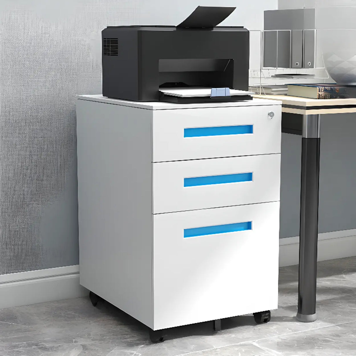 Rolling Lockable Storage Metal Vertical Filing Cabinet Image - 13