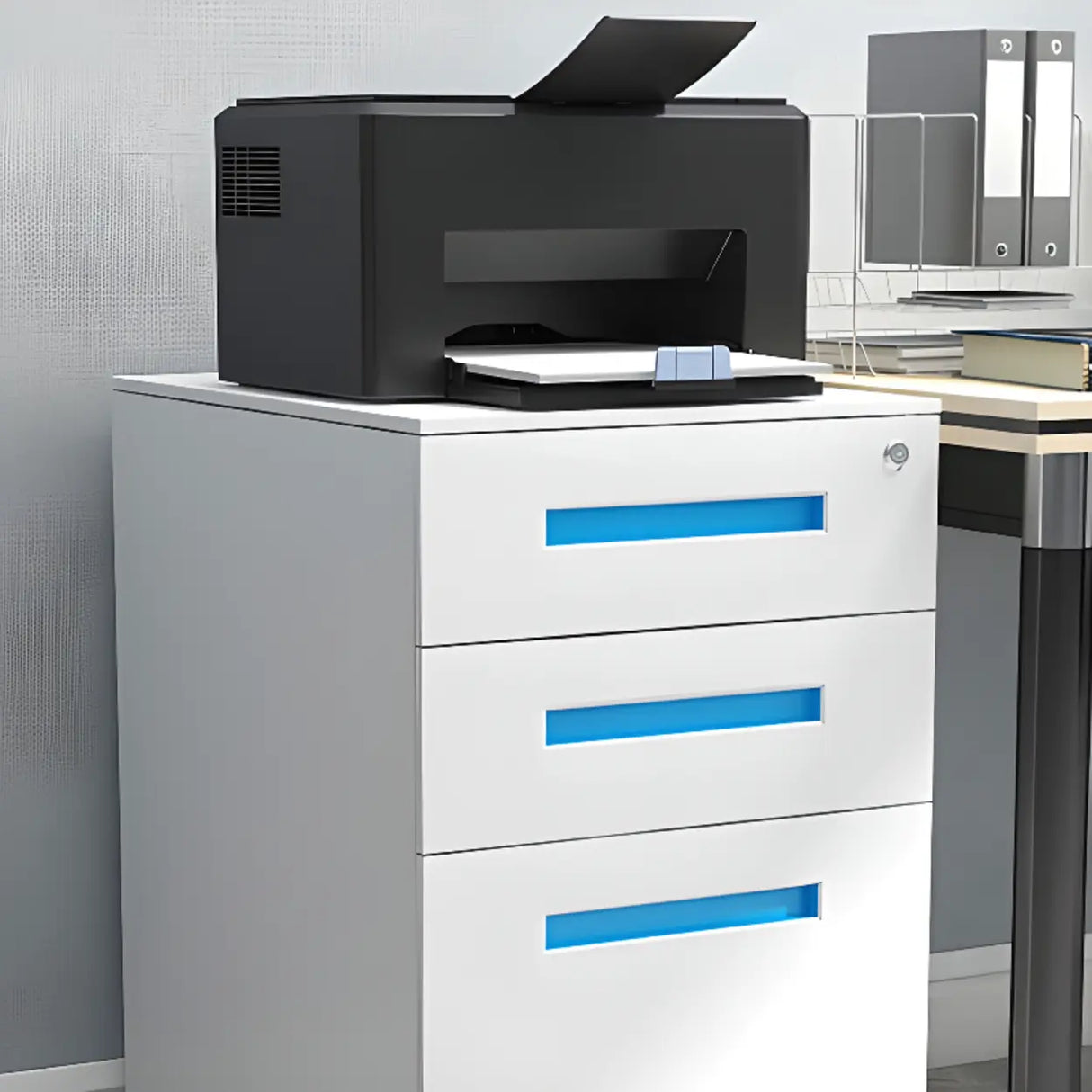 Rolling Lockable Storage Metal Vertical Filing Cabinet Image - 15