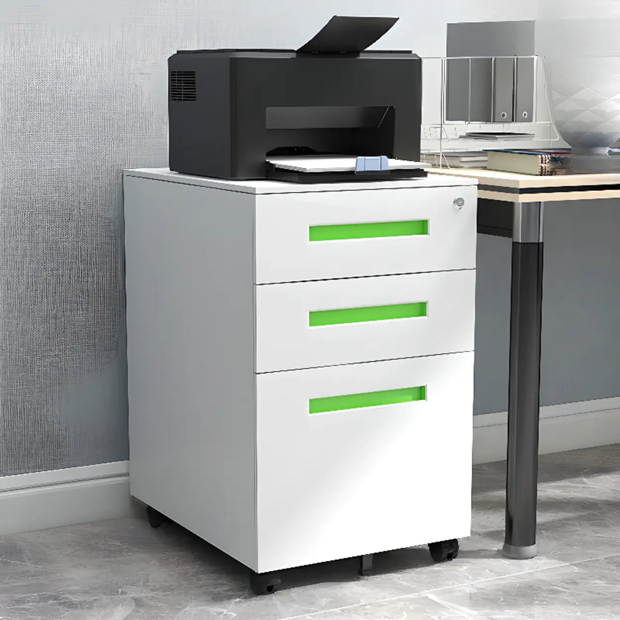 Rolling Lockable Storage Metal Vertical Filing Cabinet Image - 16