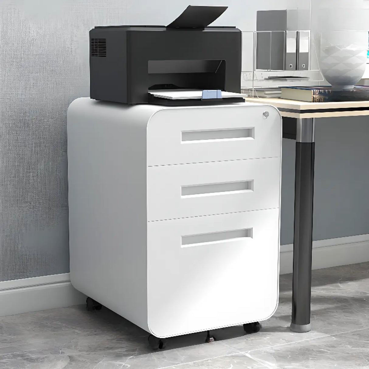 Rolling Lockable Storage Metal Vertical Filing Cabinet Image - 17