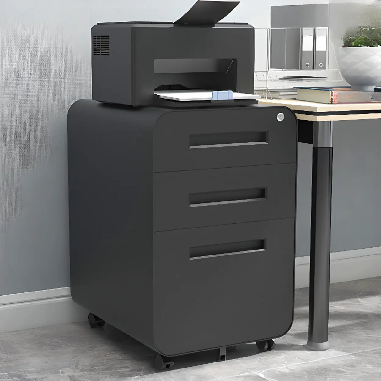 Rolling Lockable Storage Metal Vertical Filing Cabinet Image - 18