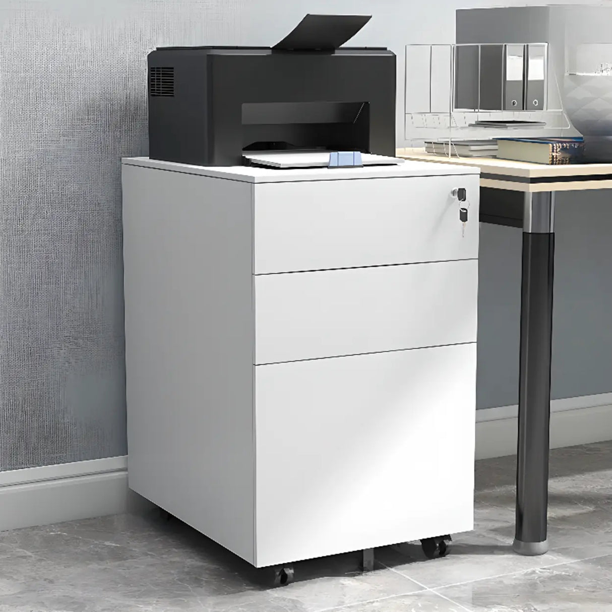 Rolling Lockable Storage Metal Vertical Filing Cabinet Image - 2