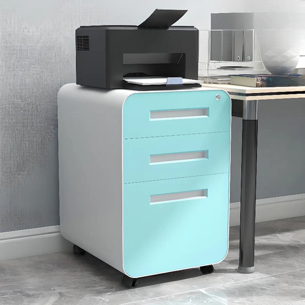 Rolling Lockable Storage Metal Vertical Filing Cabinet Image - 20