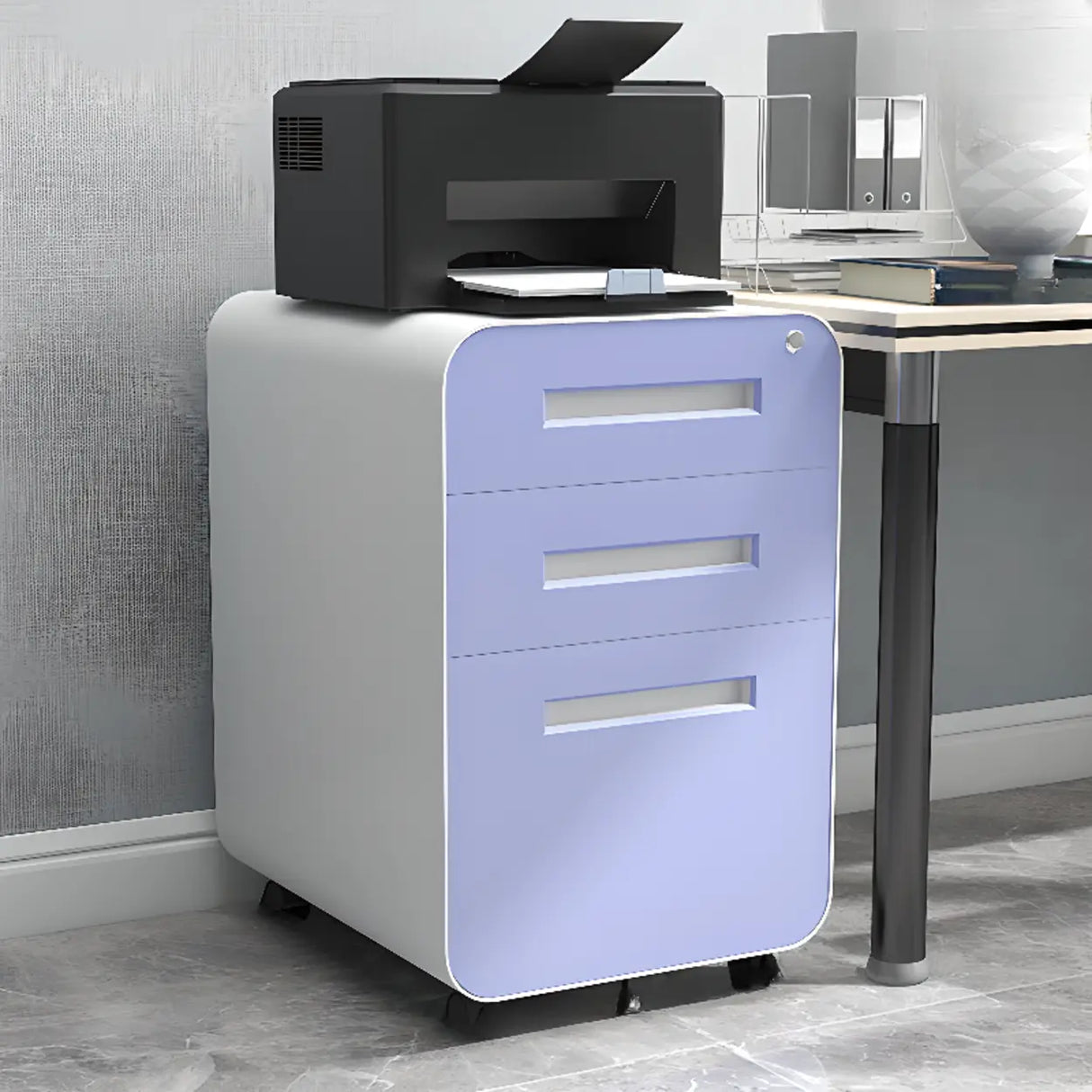 Rolling Lockable Storage Metal Vertical Filing Cabinet Image - 22