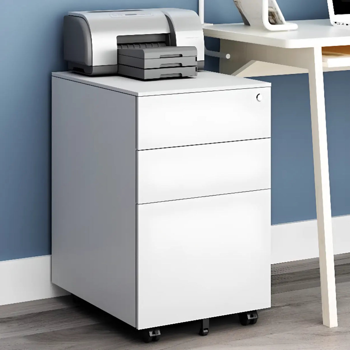 Rolling Lockable Storage Metal Vertical Filing Cabinet Image - 3