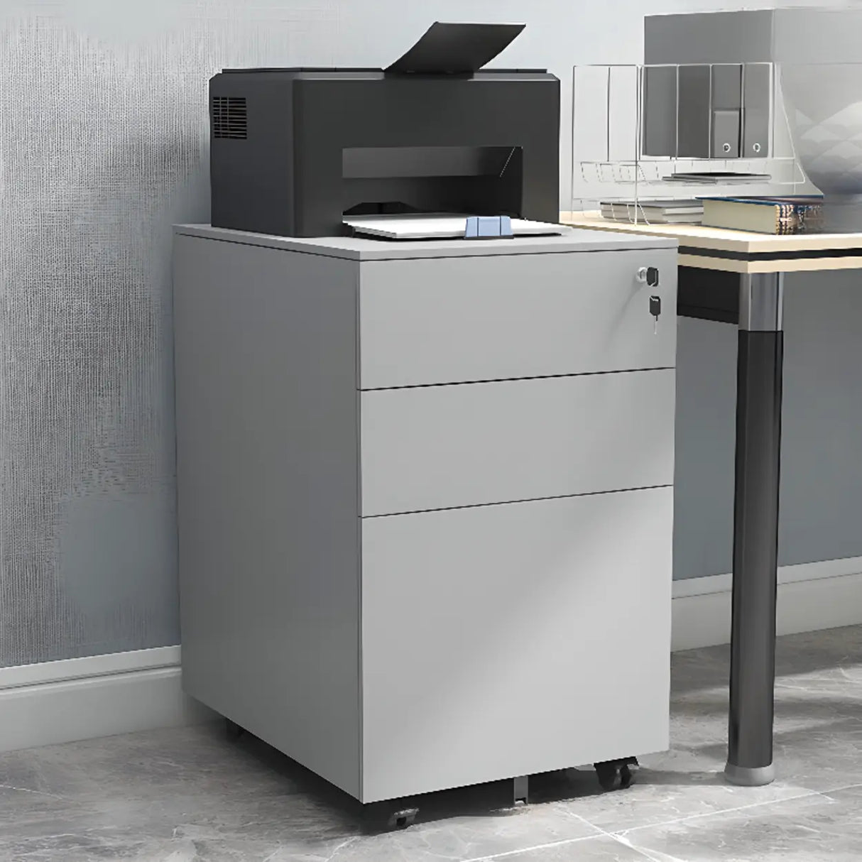 Rolling Lockable Storage Metal Vertical Filing Cabinet Image - 5