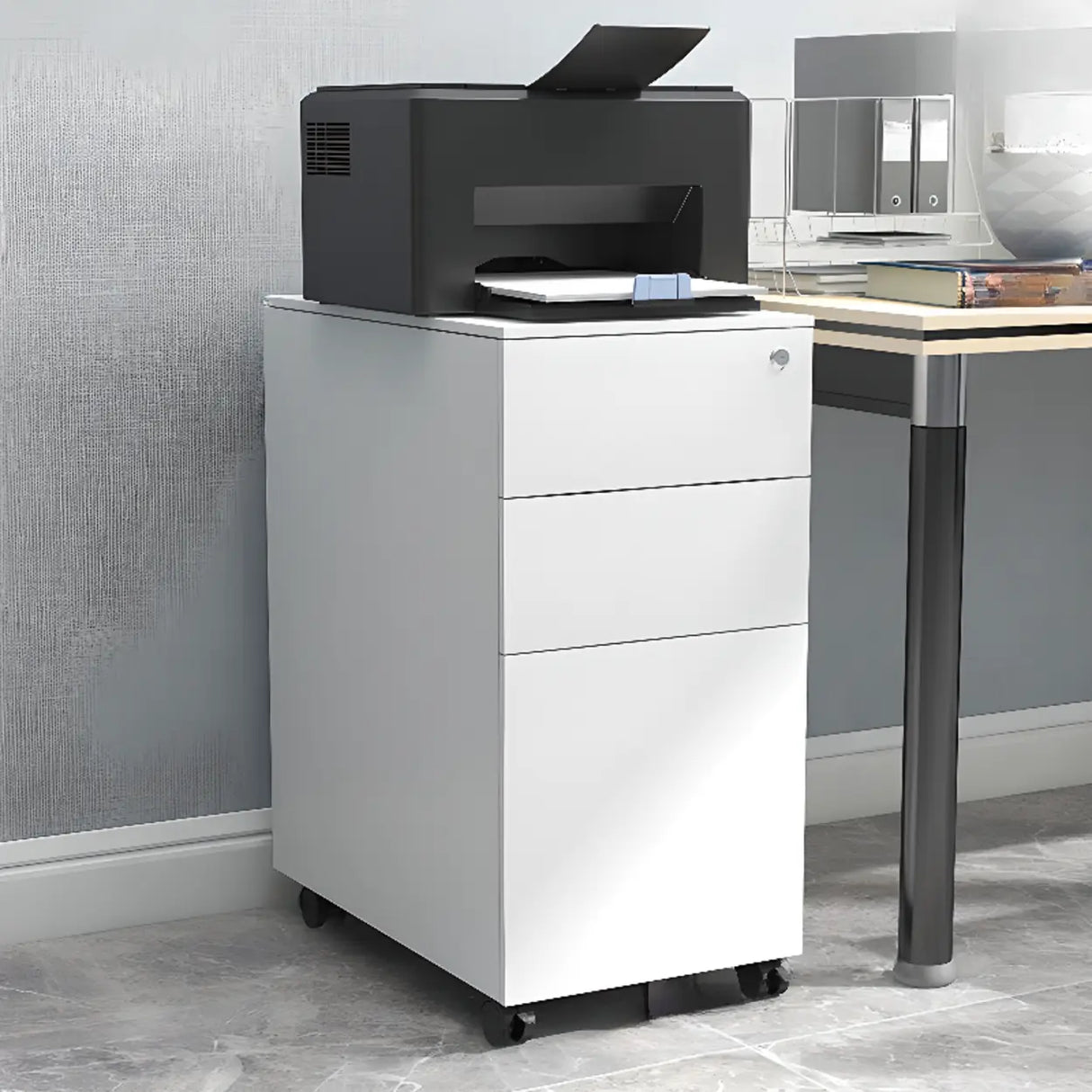 Rolling Lockable Storage Metal Vertical Filing Cabinet Image - 7