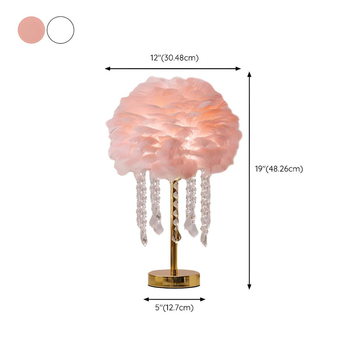 Romantic Feather Tassel Gold Metal Bedside Table Lamp