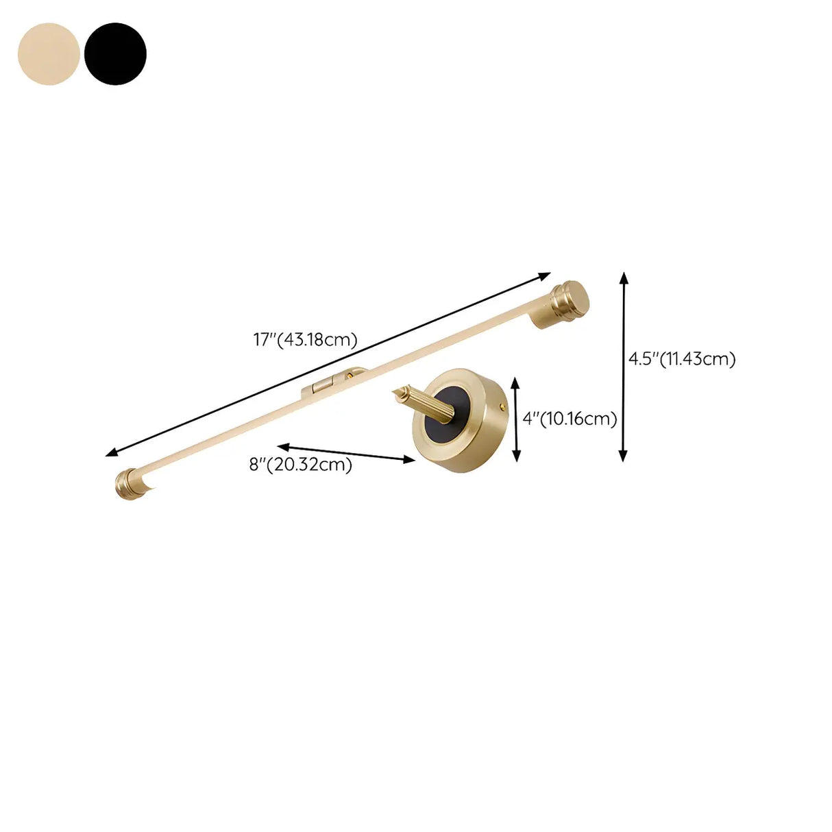 Rotatable Black Modern Cylinder Metal Vanity Light