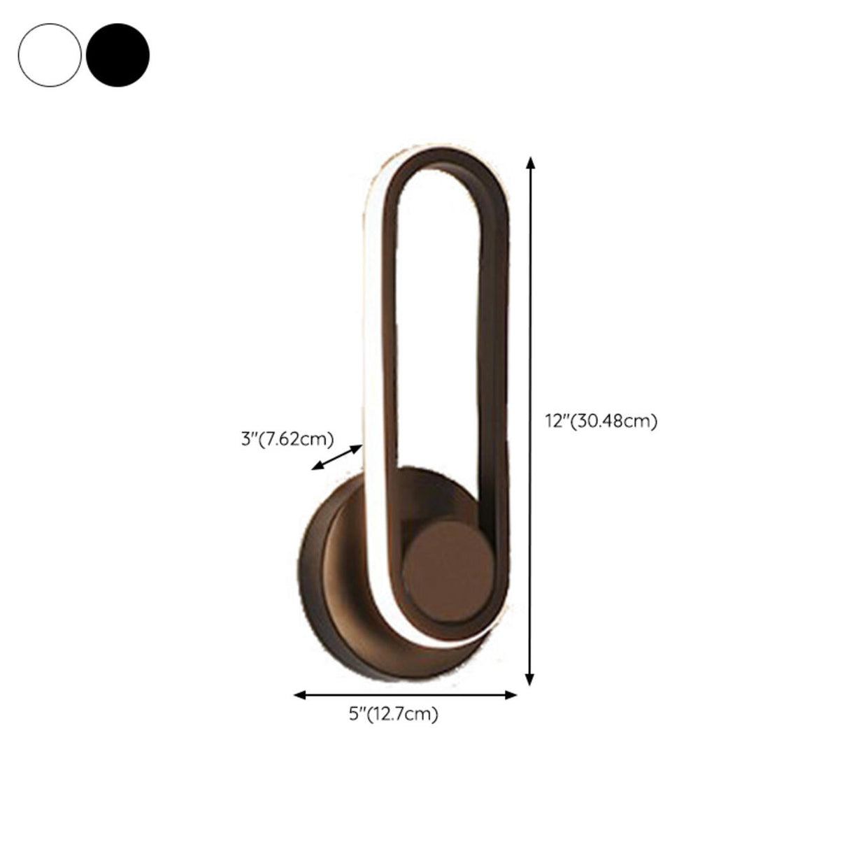 Rotatable Black Oval Bedside LED Wall Sconce Light