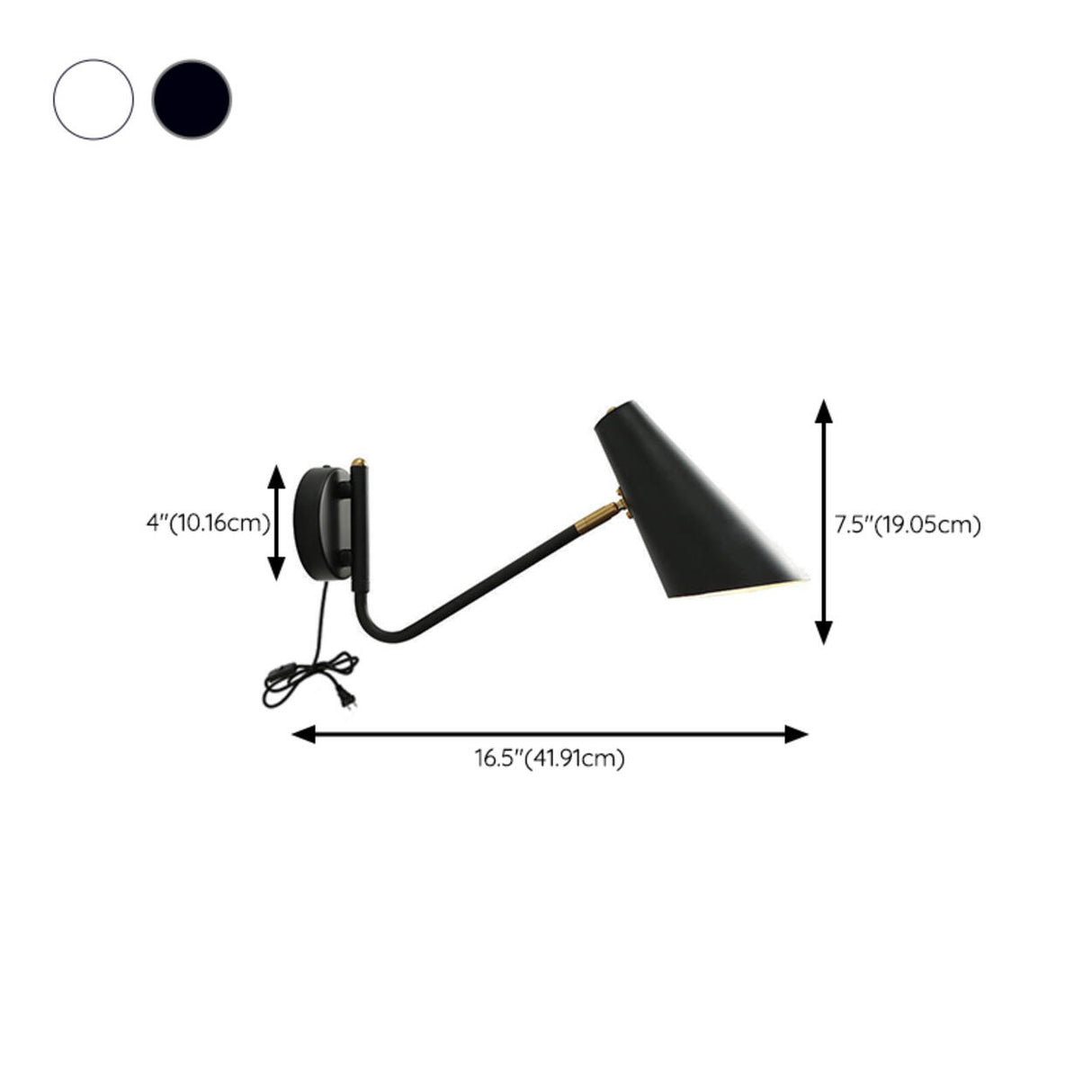 Rotatable Contemporary White Cone Wall Sconce Light