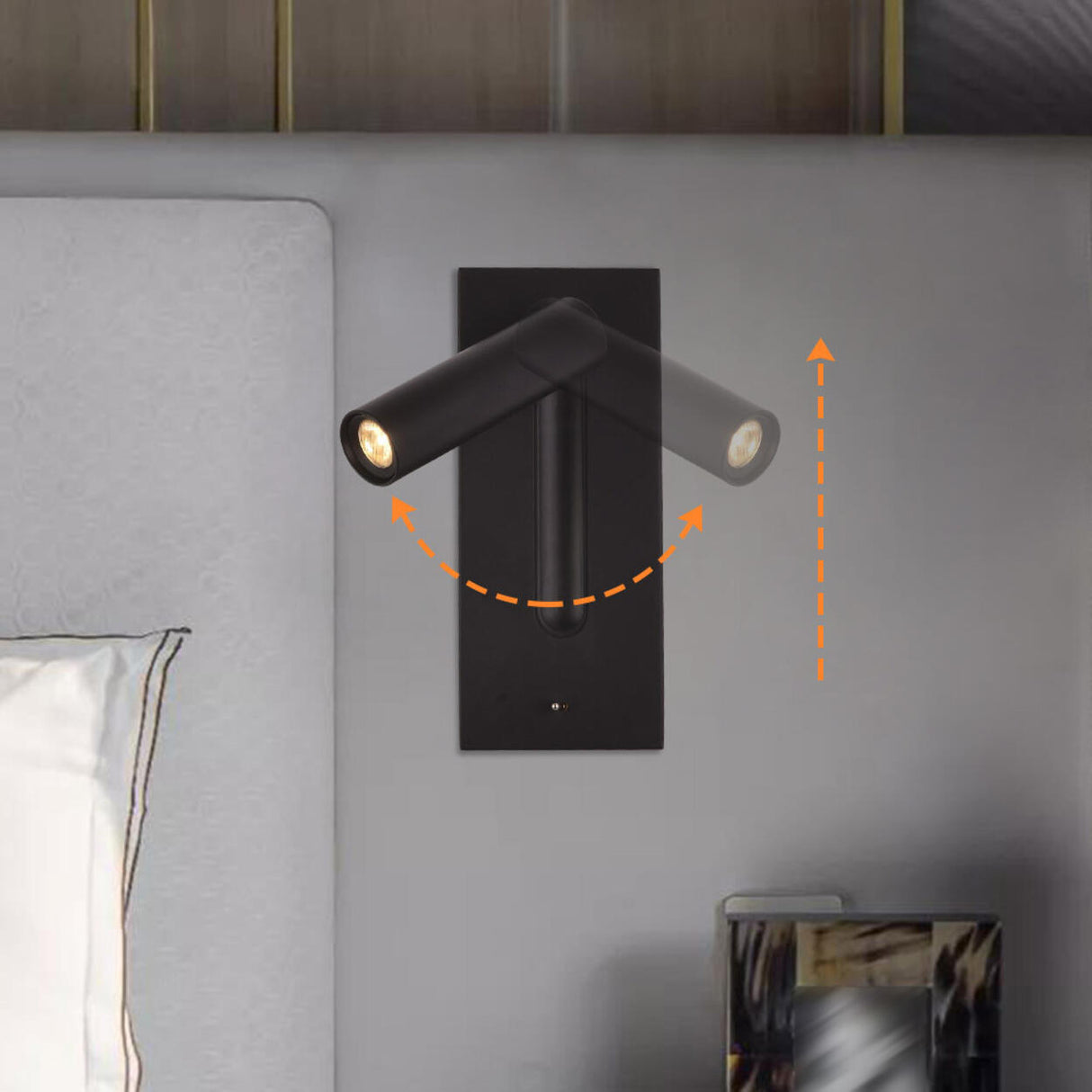 Rotatable Cylinder Bedside Reading Wall Light Sconce Image - 6