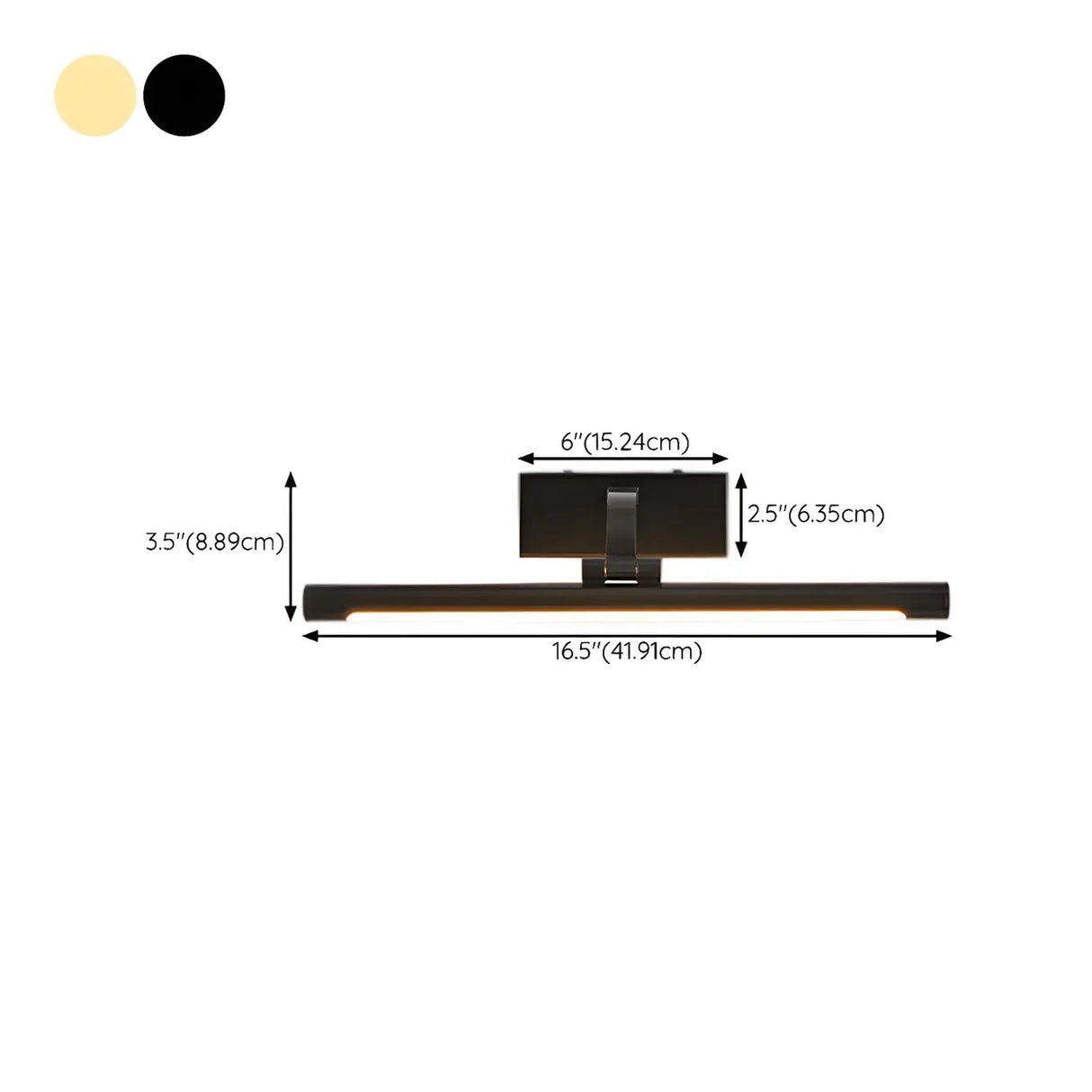 Rotating Black Cylinder Modern Metal LED Vanity Light