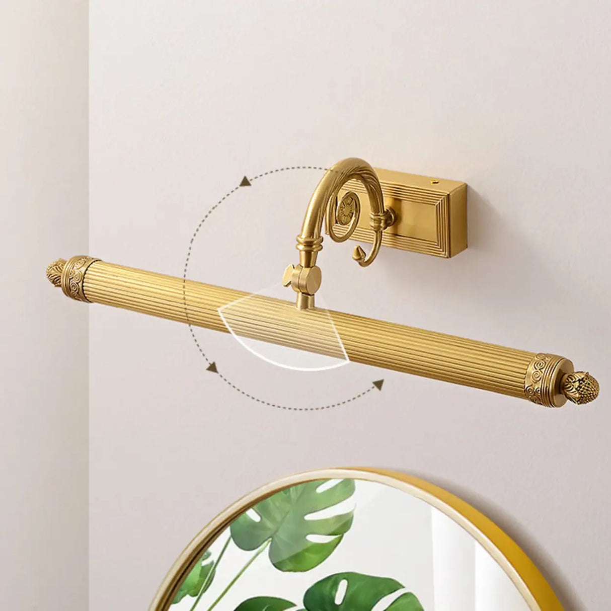 Rotating Vintage Gold Linear LED Metal Vanity Light Image - 11