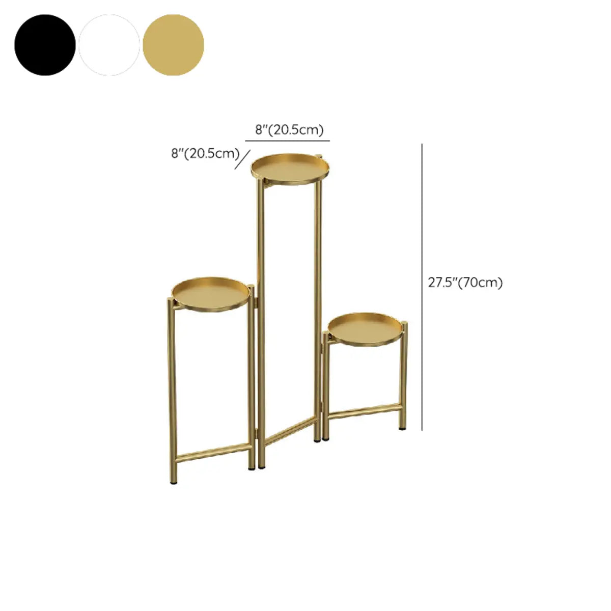 Round 3-Tier Metal Floor Pedestal Plant Stand Black