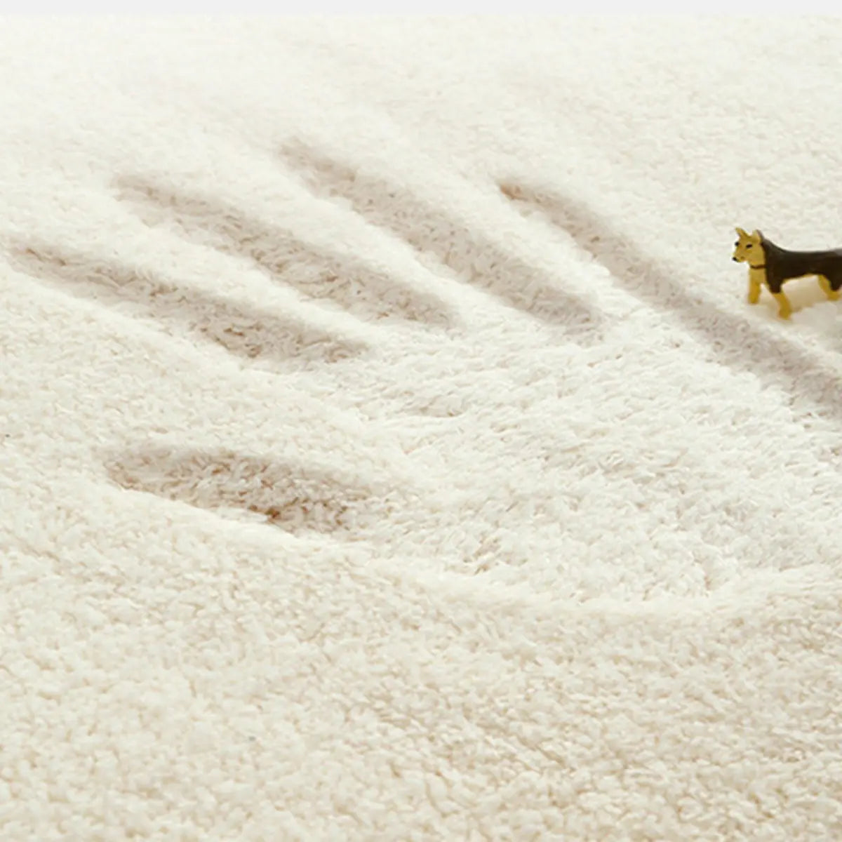 Round Abstract Mountain Pattern Wool Beige Area Rug Image - 4