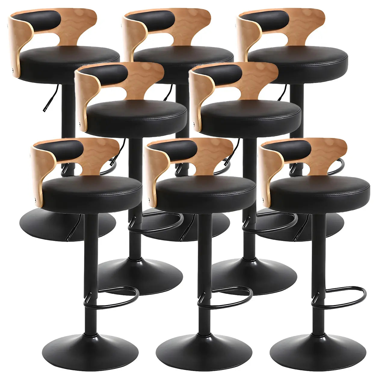 Round Adjustable Fabric Cotton Cushion Swivel Bar Stool Image - 10