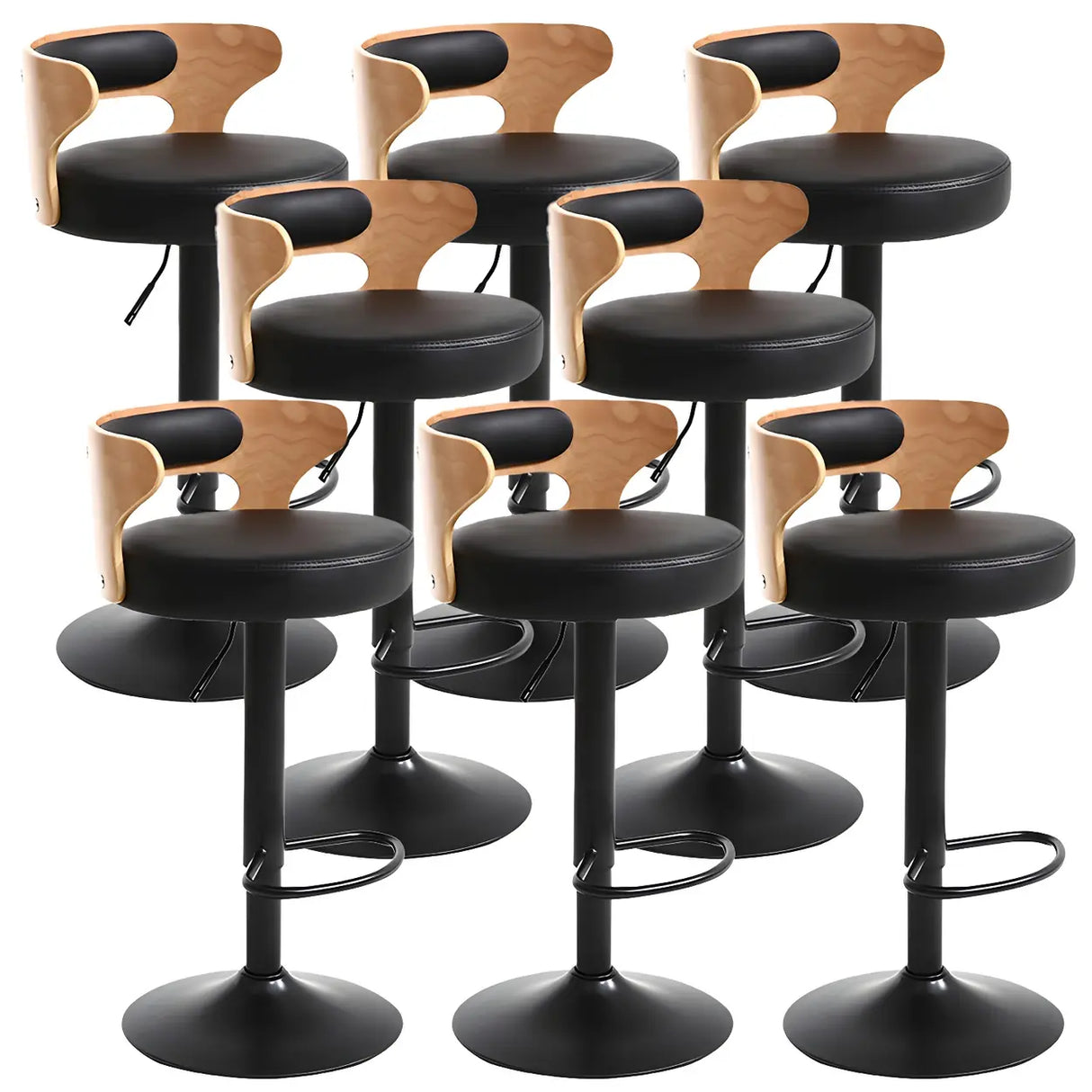 Round Adjustable Fabric Cotton Cushion Swivel Bar Stool Image - 10