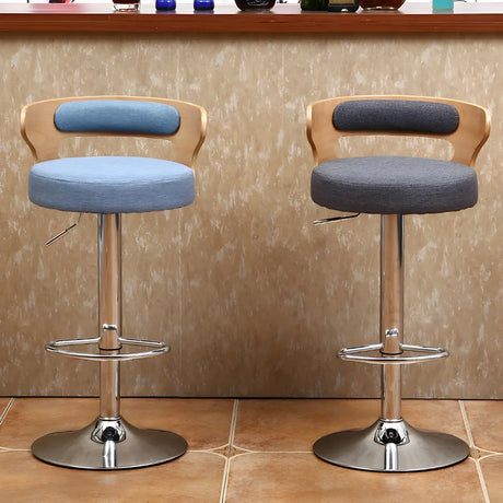 Round Adjustable Fabric Cotton Cushion Swivel Bar Stool Image - 1