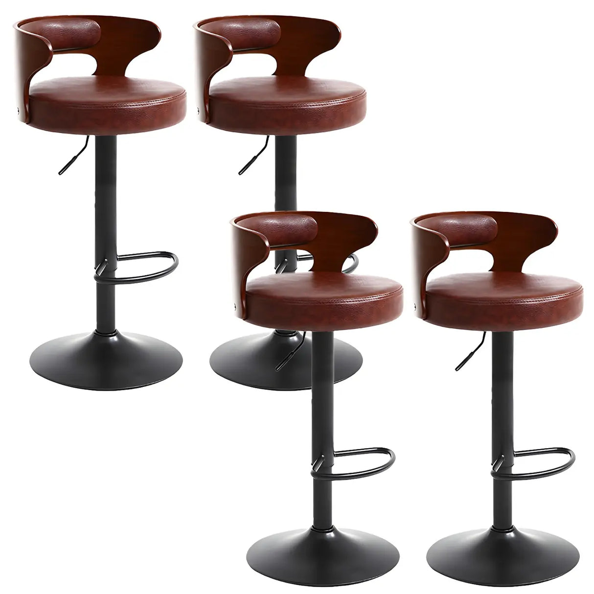 Round Adjustable Fabric Cotton Cushion Swivel Bar Stool Image - 22