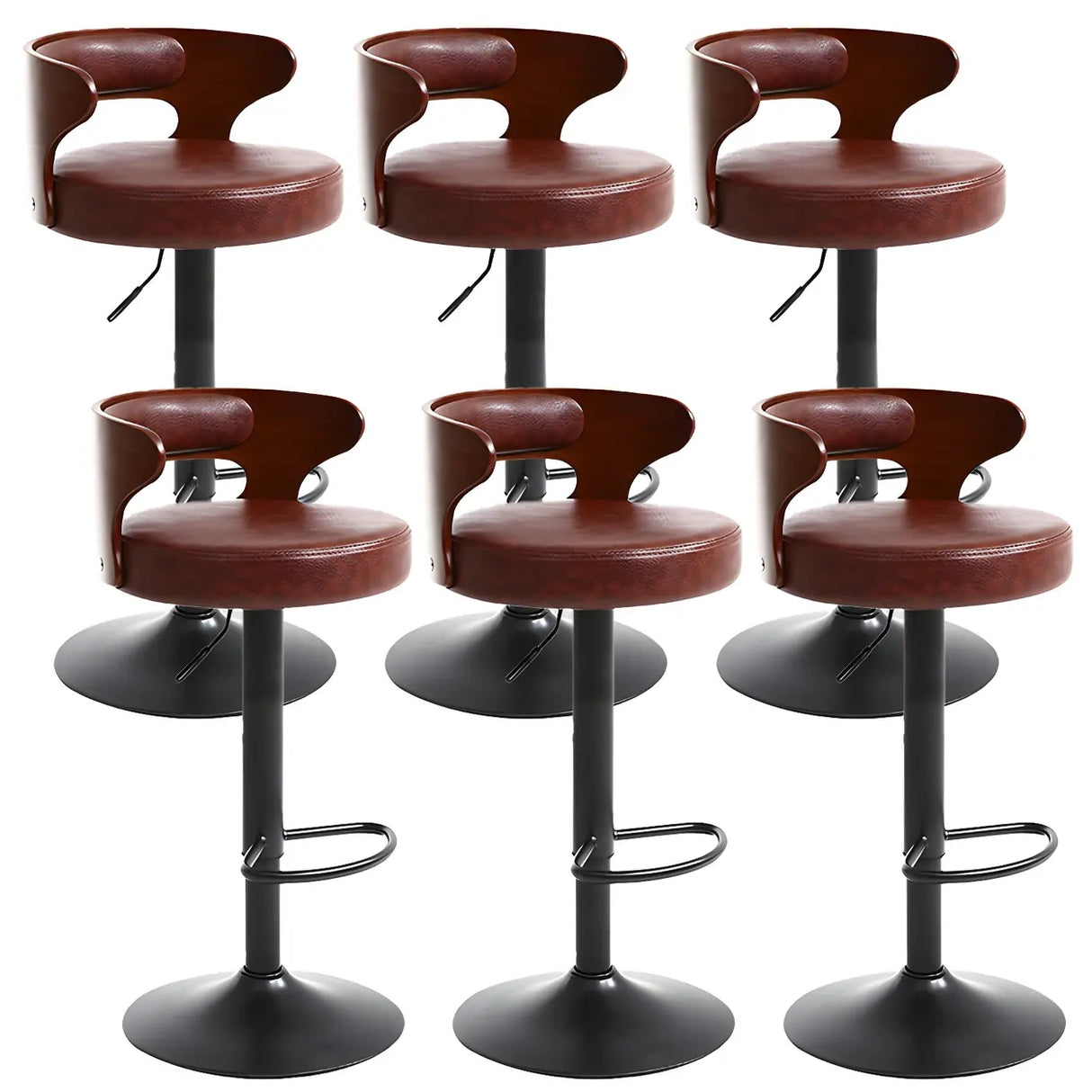 Round Adjustable Fabric Cotton Cushion Swivel Bar Stool Image - 23