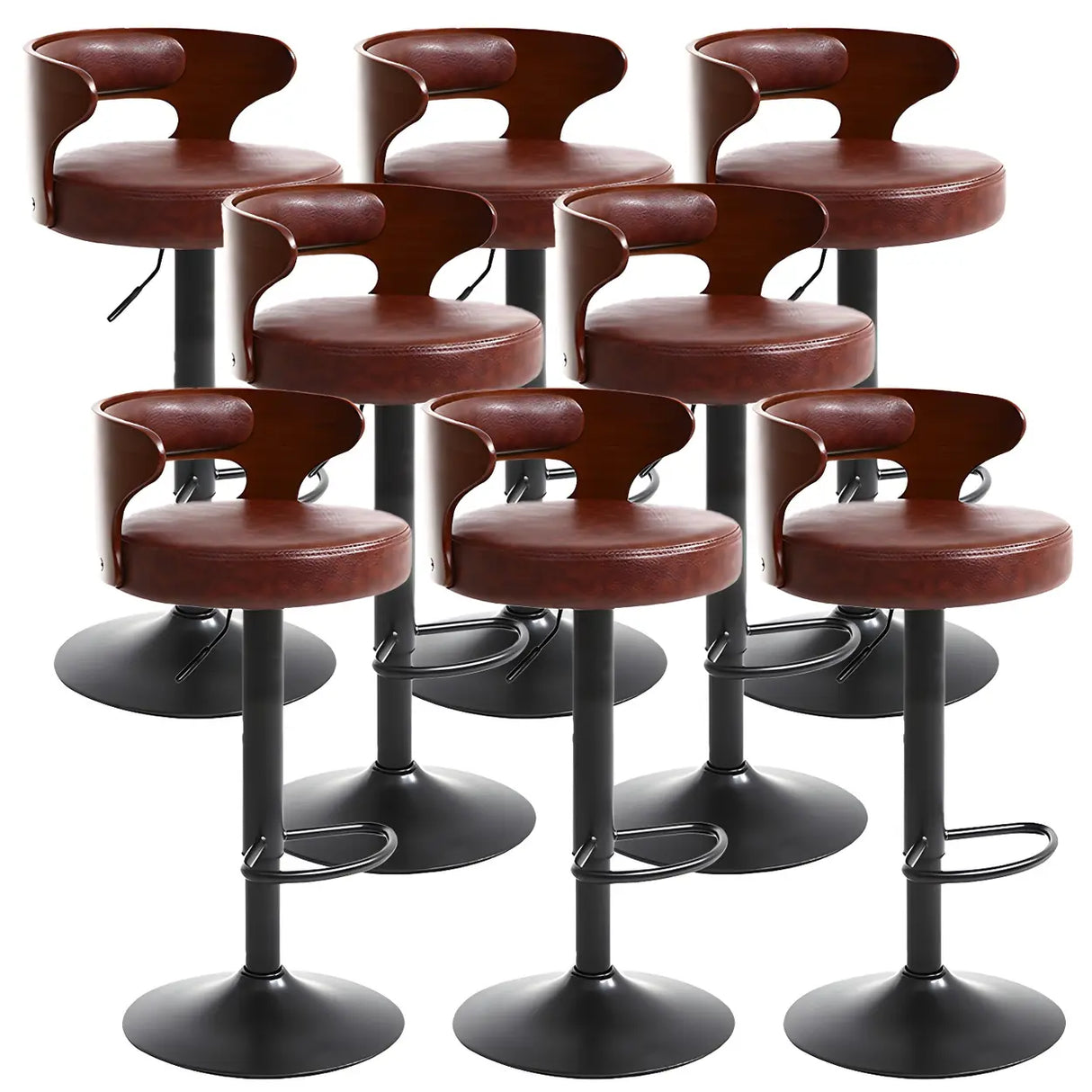 Round Adjustable Fabric Cotton Cushion Swivel Bar Stool Image - 24