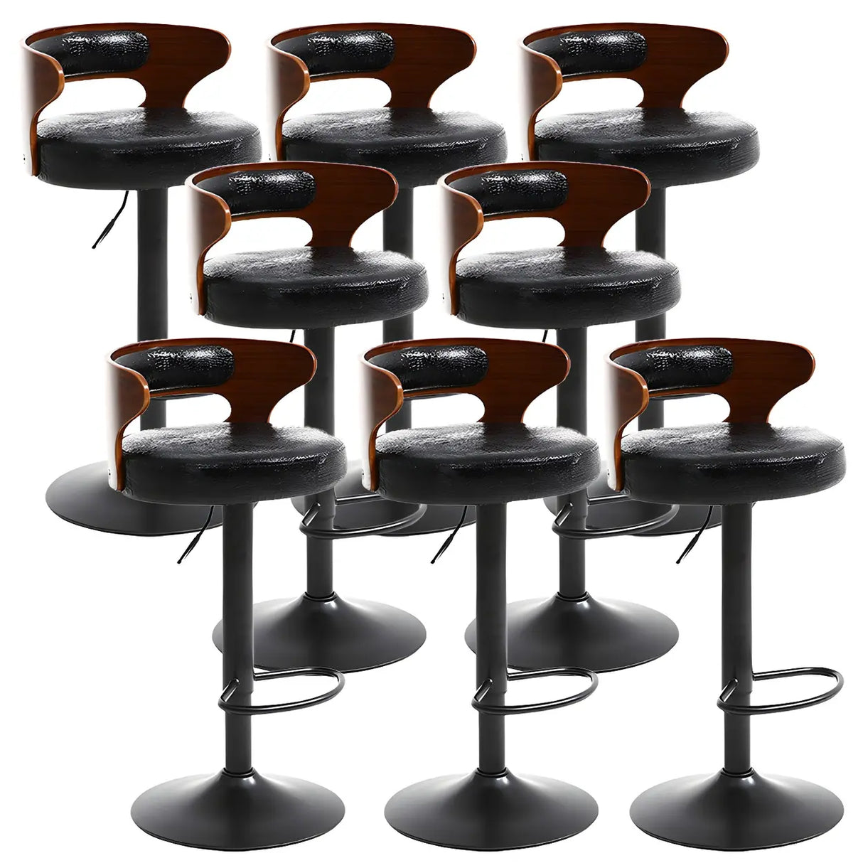 Round Adjustable Fabric Cotton Cushion Swivel Bar Stool Image - 29