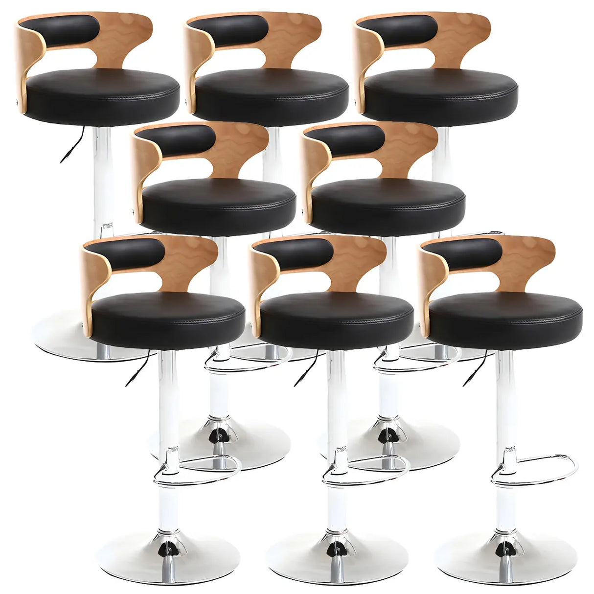 Round Adjustable Fabric Cotton Cushion Swivel Bar Stool Image - 39