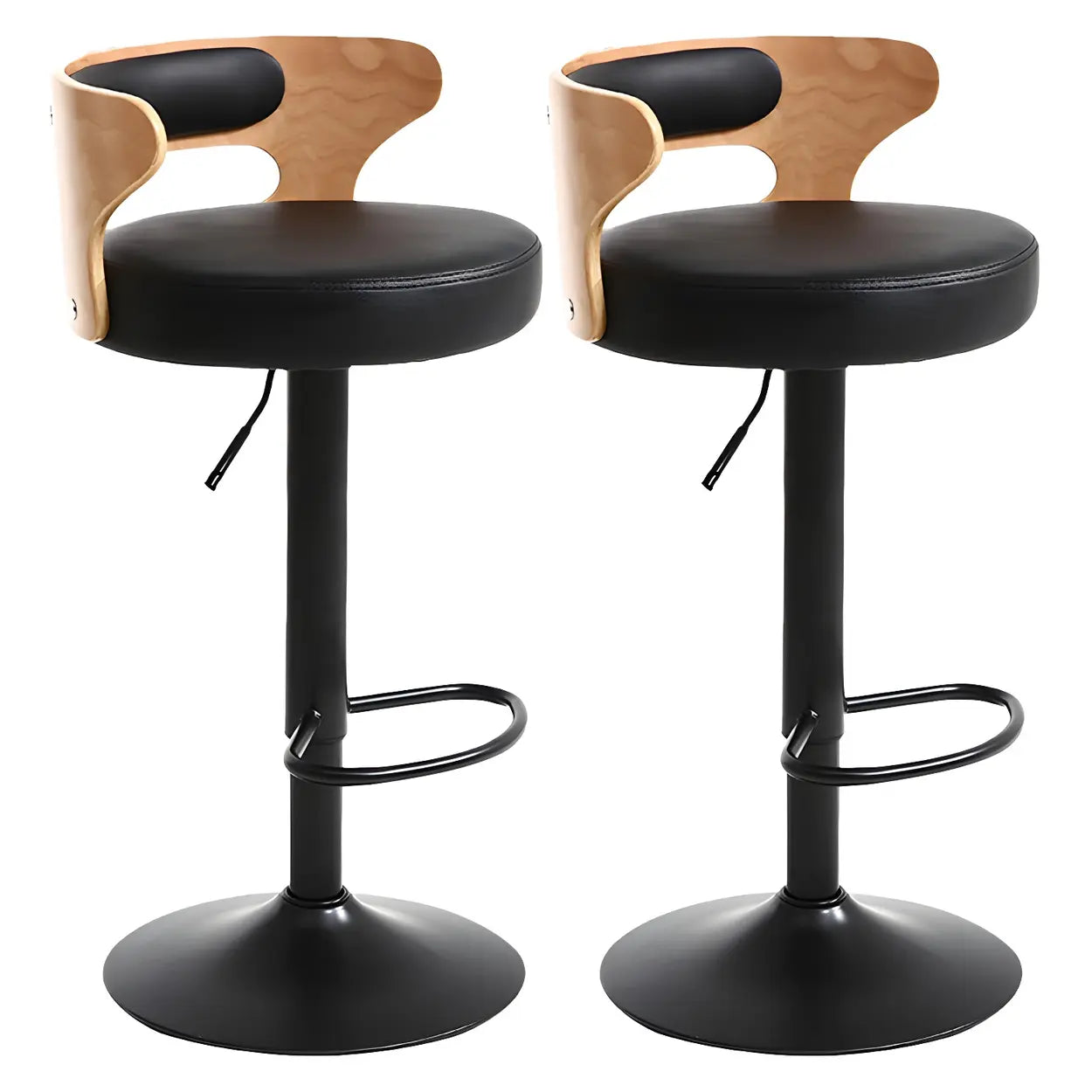 Round Adjustable Fabric Cotton Cushion Swivel Bar Stool Image - 3