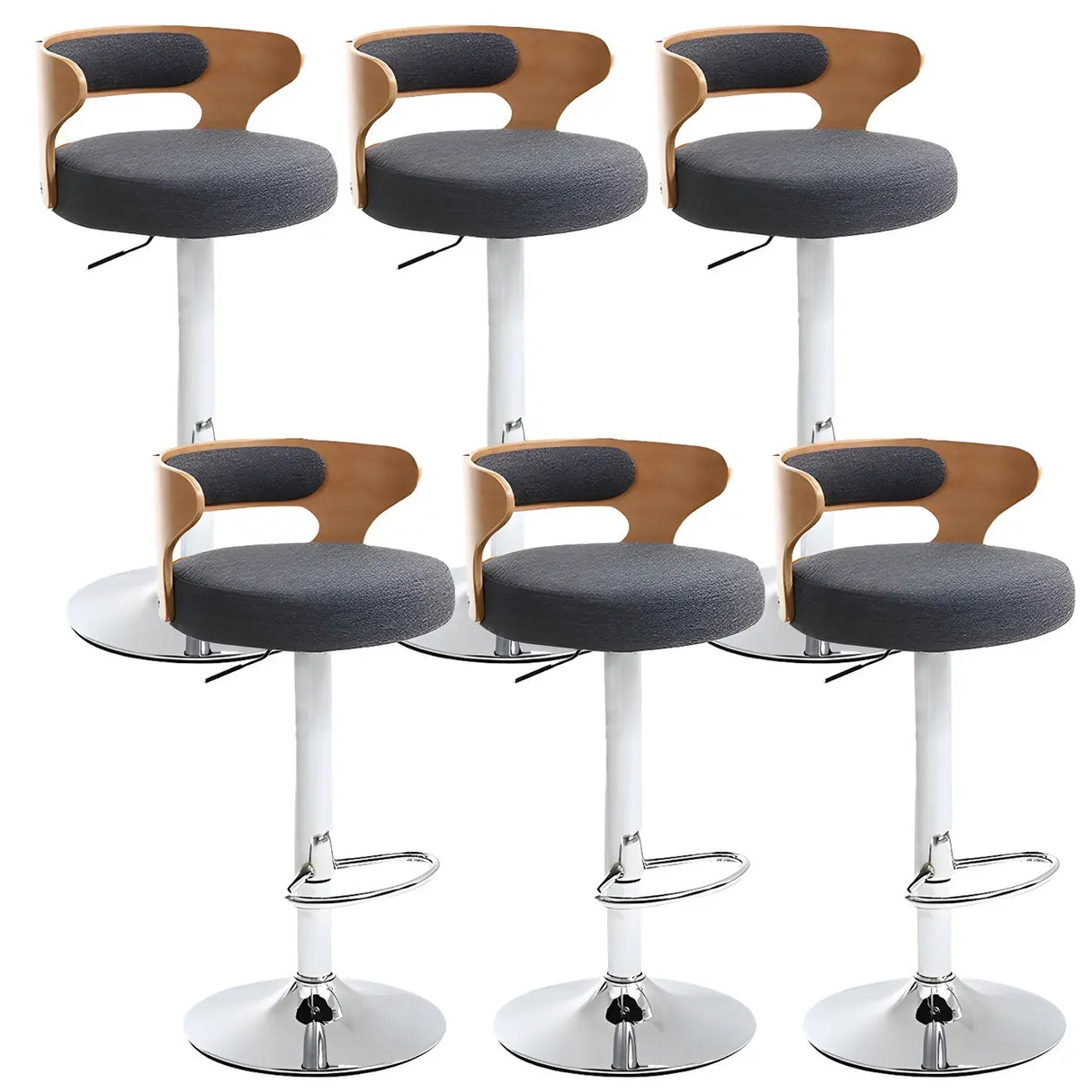 Round Adjustable Fabric Cotton Cushion Swivel Bar Stool Image - 48