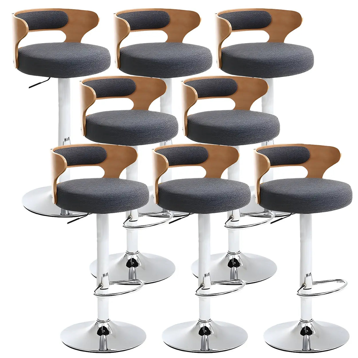 Round Adjustable Fabric Cotton Cushion Swivel Bar Stool Image - 49