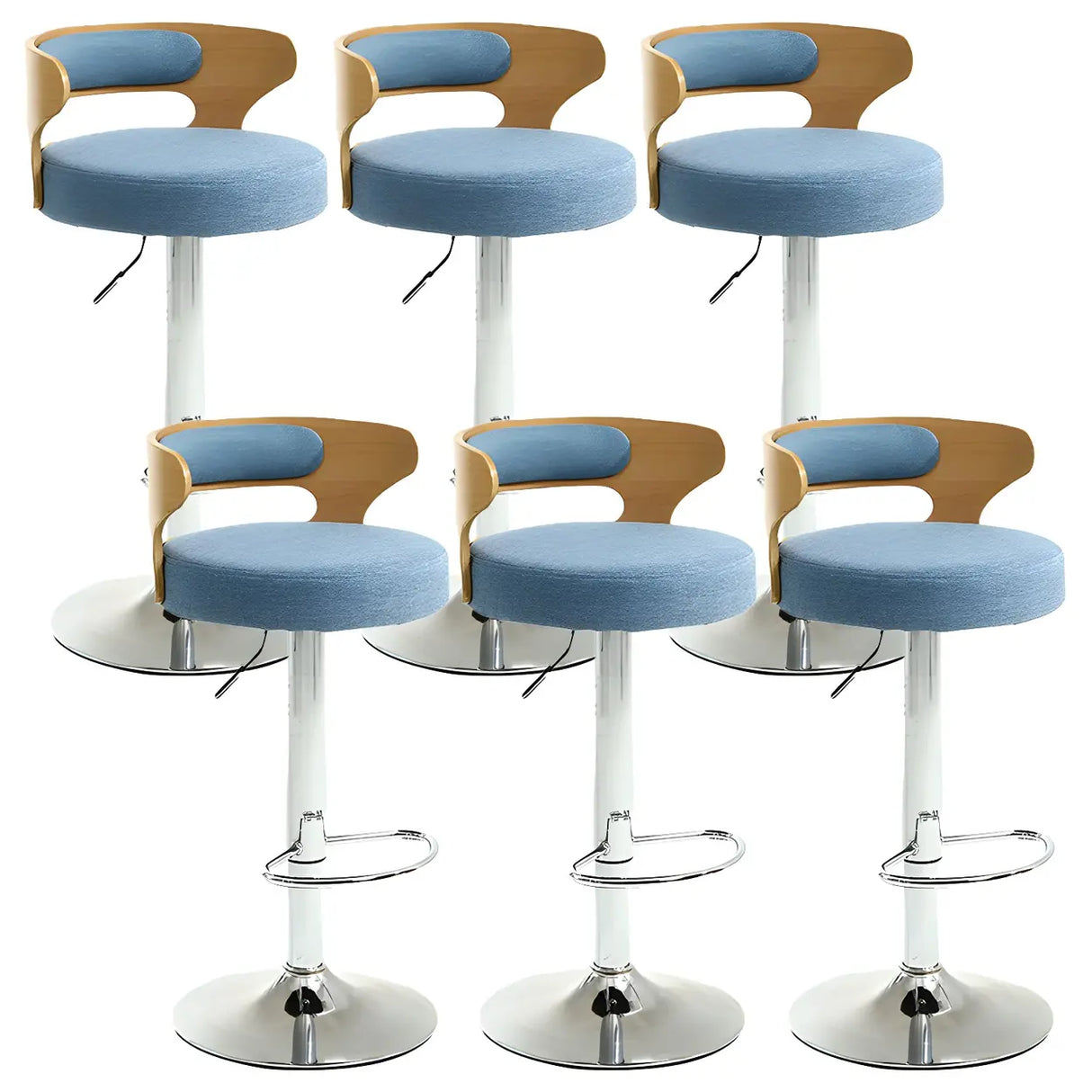 Round Adjustable Fabric Cotton Cushion Swivel Bar Stool Image - 53